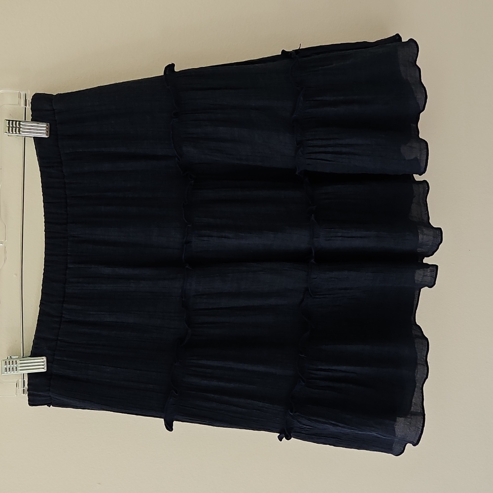 Navy Blue Tiered Mini Skirt Gauze Size Medium‎ - Picture 2 of 10